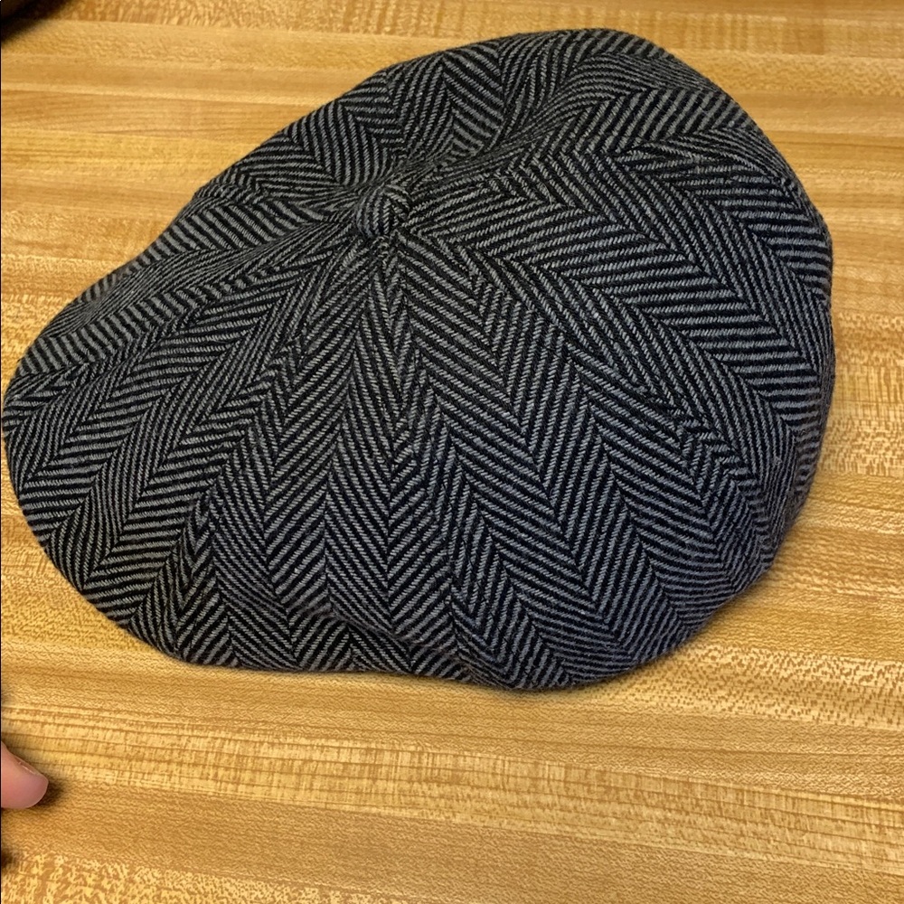 Original Boston Scally 8 Panel Herringbone Black & Gray Wool/Polyester Blend Cap - Picture 9 of 13